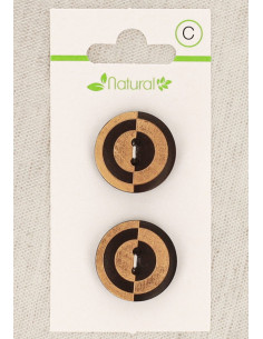 Tarjeta de 2 botones de madera bicolor de 20 mm 2 agujeros - Fantasía