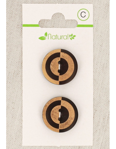 Tarjeta de 2 botones de madera bicolor de 20 mm 2 agujeros - Fantasía