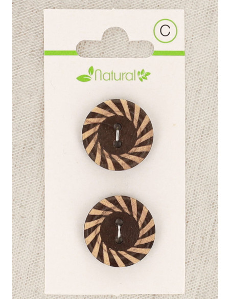 Tarjeta de 2 botones de madera bicolor de 20 mm 2 agujeros - Fantasía