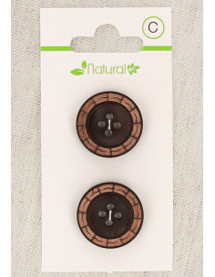 Tarjeta de 2 botones de madera bicolor de 20 mm 4 agujeros -Redondos