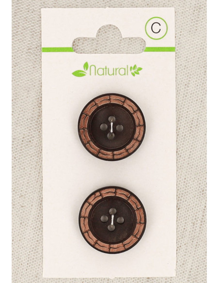 Tarjeta de 2 botones de madera bicolor de 20 mm 4 agujeros -Redondos