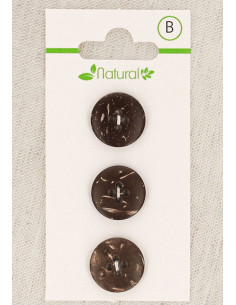 Tarjeta de 3 botones de madera oscura de 15 mm 4 agujeros - Redondos