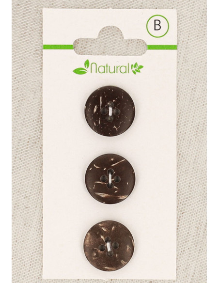 Tarjeta de 3 botones de madera oscura de 15 mm 4 agujeros - Redondos