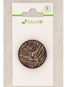 Botón de madera natural de 28 mm con 2 agujeros - Follaje