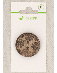 Botón de madera natural de 28 mm con 2 agujeros - Fantasía