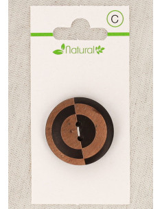 Tarjeta de 1 botón de madera bicolor de 28 mm 2 agujeros - Fantasía