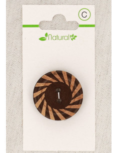 Tarjeta de 1 botón de madera bicolor de 28 mm 2 agujeros - Redondo