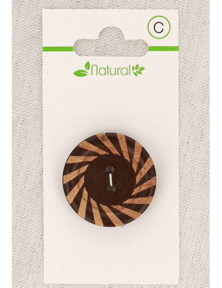 Tarjeta de 1 botón de madera bicolor de 28 mm 2 agujeros - Redondo