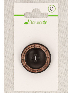Tarjeta de 1 botón de madera bicolor de 28 mm 4 agujeros - Redondo