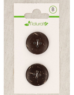 Tarjeta de 2 botones de madera oscura de 20 mm 4 agujeros - Redondos