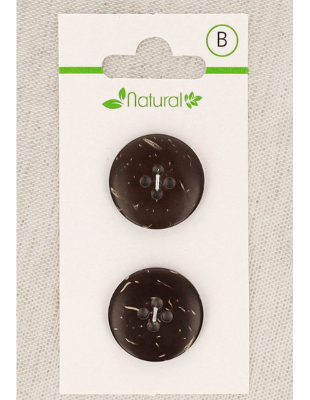 Tarjeta de 2 botones de madera oscura de 20 mm 4 agujeros - Redondos