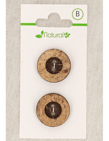 Tarjeta de 2 botones de madera oscura de 20 mm 2 agujeros - Redondos