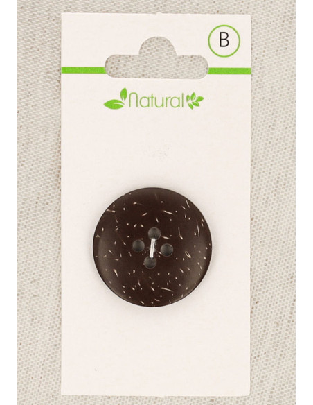 Botón de madera oscura de 1 pieza 25 mm 4 agujeros - Redondo