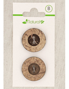 Tarjeta de 2 botones de madera oscura de 23 mm 2 agujeros - Redondos
