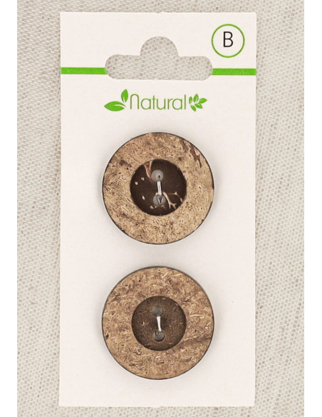 Tarjeta de 2 botones de madera oscura de 23 mm 2 agujeros - Redondos