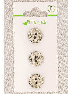 Tarjeta de 3 botones color crudo y masilla de 13 mm 2 agujeros - Marmoleados