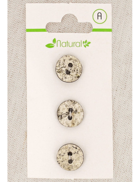 Tarjeta de 3 botones color crudo y masilla de 13 mm 2 agujeros - Marmoleados