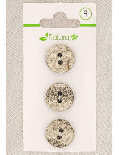 Tarjeta de 3 botones color crudo y masilla de 15 mm 2 agujeros - Marmoleados