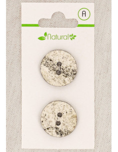Tarjeta de 2 botones color crudo y masilla 20 mm 2 agujeros - Marmoleados