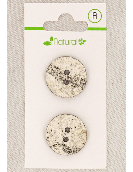 Tarjeta de 2 botones color crudo y masilla 20 mm 2 agujeros - Marmoleados