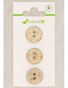 Tarjeta de 3 botones color crudo y beige de 15 mm 2 agujeros - Marmoleados