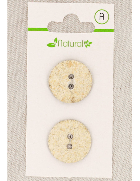 Tarjeta de 2 botones color crudo y beige 20 mm 2 agujeros - Marmoleados