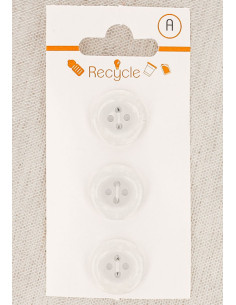 Tarjeta de 3 botones blancos de 15 mm 4 agujeros - Borde enrollado