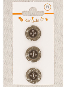 Tarjeta de 3 botones topo 15 mm 4 agujeros - Borde enrollado