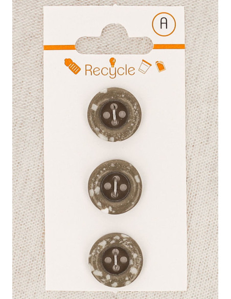Tarjeta de 3 botones topo 15 mm 4 agujeros - Borde enrollado
