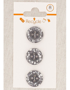 Tarjeta de 3 botones grises de 15 mm 4 agujeros - Borde enrollado