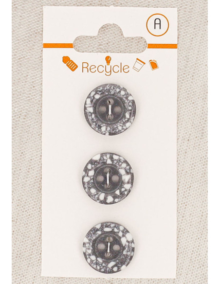 Tarjeta de 3 botones grises de 15 mm 4 agujeros - Borde enrollado