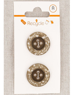 Tarjeta de 2 botones topo 20 mm 4 agujeros - Borde enrollado