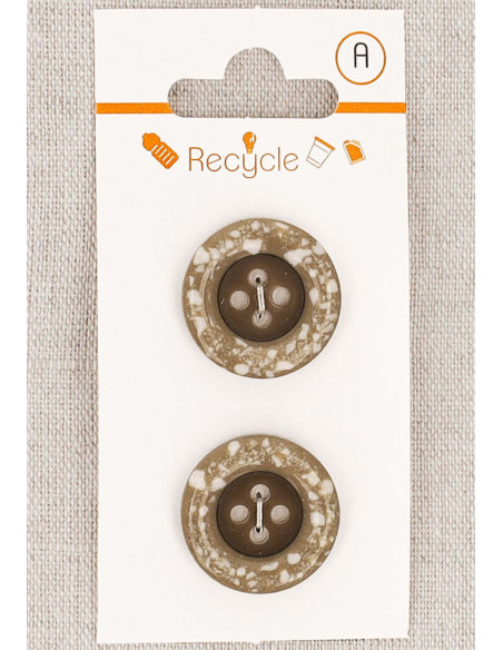 Tarjeta de 2 botones topo 20 mm 4 agujeros - Borde enrollado