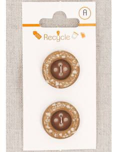 Tarjeta de 2 botones camel 20 mm 4 agujeros - Borde enrollado
