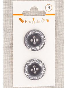 Tarjeta de 2 botones grises de 20 mm 4 agujeros - Borde enrollado