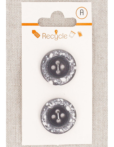 Tarjeta de 2 botones grises de 20 mm 4 agujeros - Borde enrollado