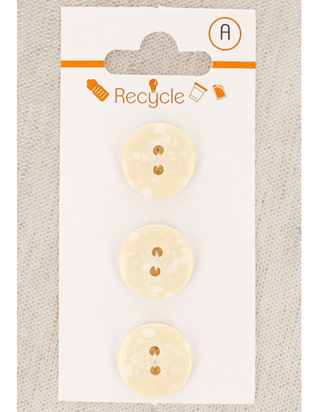 Tarjeta de 3 botones color crudo de 15 mm 2 agujeros - Terrazzo