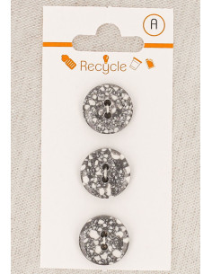 Tarjeta de 3 botones grises de 15 mm 2 agujeros - Terrazzo