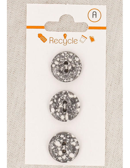 Tarjeta de 3 botones grises de 15 mm 2 agujeros - Terrazzo