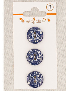 Tarjeta de 3 botones azul vaquero 15 mm 2 agujeros - Terrazzo