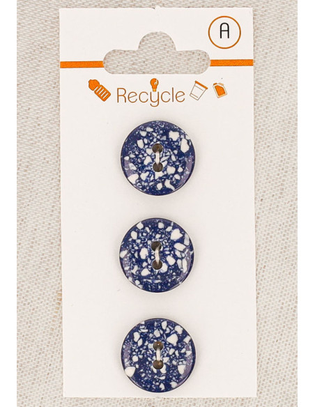 Tarjeta de 3 botones azul vaquero 15 mm 2 agujeros - Terrazzo
