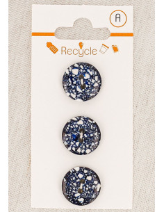 Tarjeta de 3 botones azul marino 15 mm 2 agujeros - Terrazzo