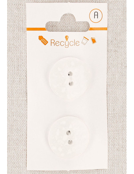 Tarjeta de 2 botones blancos de 20 mm 2 agujeros - Terrazzo