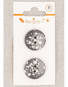Tarjeta de 2 botones grises de 20 mm 2 agujeros - Terrazzo