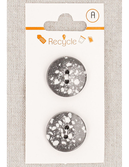 Tarjeta de 2 botones grises de 20 mm 2 agujeros - Terrazzo