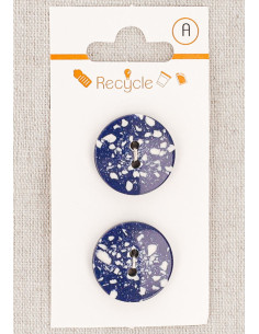 Tarjeta de 2 botones azul vaquero 20 mm 2 agujeros - Terrazzo
