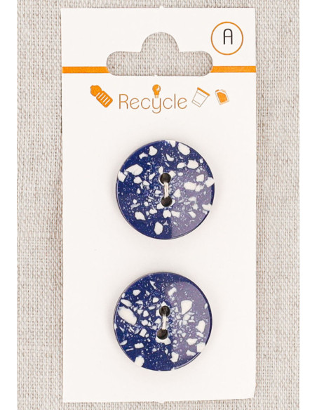 Tarjeta de 2 botones azul vaquero 20 mm 2 agujeros - Terrazzo