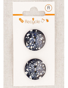 Tarjeta de 2 botones azul marino 20 mm 2 agujeros - Terrazzo