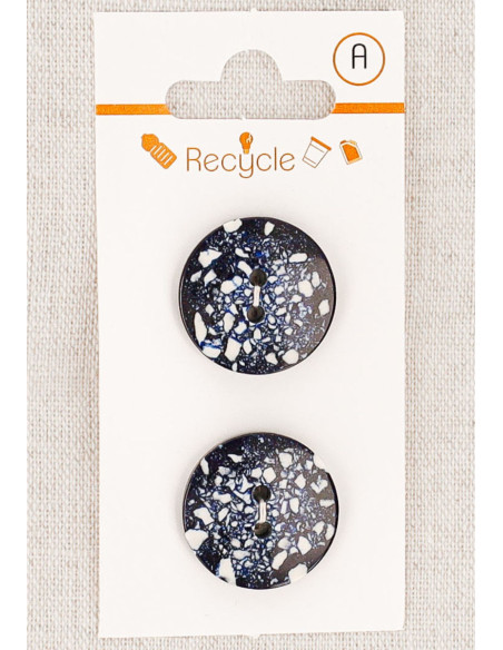 Tarjeta de 2 botones azul marino 20 mm 2 agujeros - Terrazzo