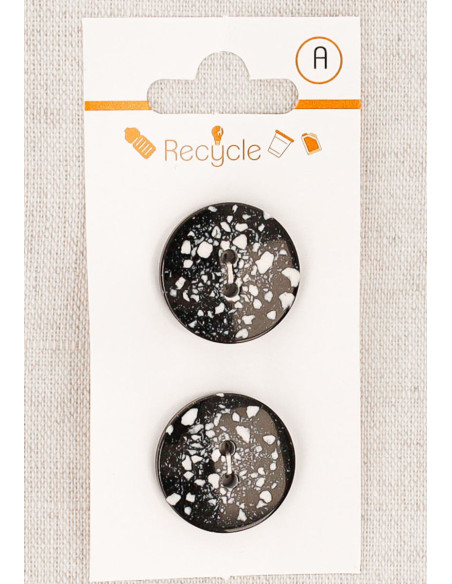 Tarjeta de 2 botones negros de 20 mm 2 agujeros - Terrazzo